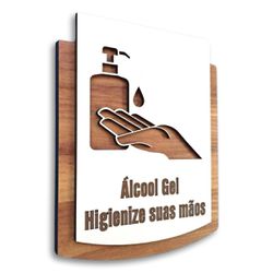 Placa De Sinalização | Uso de Gel - MDF 15x13cm - ... - Victare Oficial - Direto do Fabricante