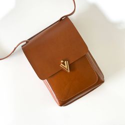 Bolsa CrossBody 2 em 1 Caramelo em Couro Legítimo - Vila das Pratas e Semijoias 