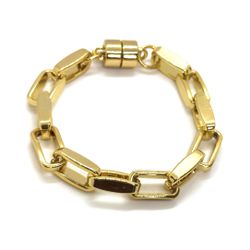 Pulseira Elos Retangulares Banhada a Ouro - Vila das Pratas e Semijoias 