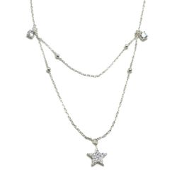 Chocker Dupla Estrela Cravejada em Prata 925 - Vila das Pratas e Semijoias 