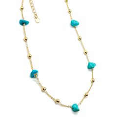 Corrente Choker Boho Azul Banhada a Ouro - Vila das Pratas e Semijoias 