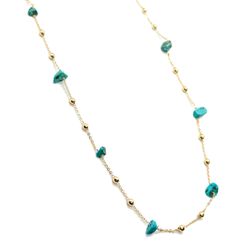 Corrente Longa Boho Azul Banhada a Ouro - Vila das Pratas e Semijoias 