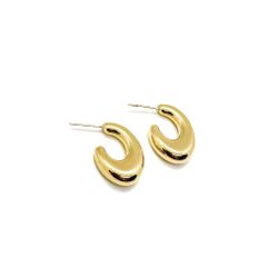 Brinco Meia Argola Oval Banhado a Ouro - Vila das Pratas e Semijoias 