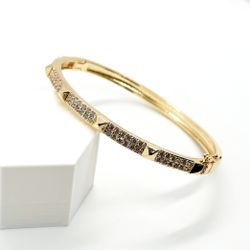 Bracelete Inspired Cravejado Banhado a Ouro - Vila das Pratas e Semijoias 