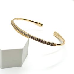 Bracelete Slim Cravejado Banhado a Ouro - Vila das Pratas e Semijoias 