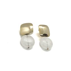Brinco Quartzo Branco Banhado a Ouro - Vila das Pratas e Semijoias 