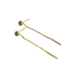 Brinco Fio Minimal Esmeralda Banhado a Ouro - Vila das Pratas e Semijoias 