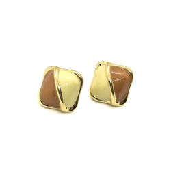Brinco Losango Caramelo e Off White Banhado a Ouro - Vila das Pratas e Semijoias 