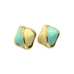 Brinco Losango Tiffany e Off White Banhado a Ouro - Vila das Pratas e Semijoias 