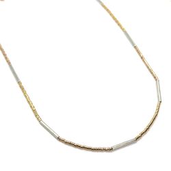 Corrente Mini Canutilhos com Mix de Banhos Banhada... - Vila das Pratas e Semijoias 