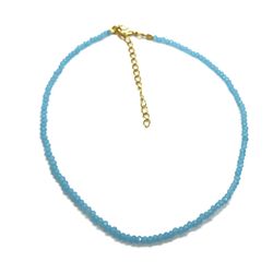 Choker Cristais Azul Céu Banhado a Ouro - Vila das Pratas e Semijoias 