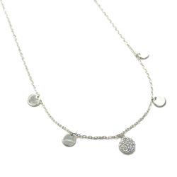 Corrente Choker Moedinha Cravejada em Prata 925 - Vila das Pratas e Semijoias 