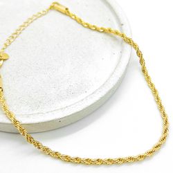 Tornozeleira Cordão Baiano Banhado a Ouro - Vila das Pratas e Semijoias 