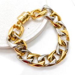 Pulseira Maxxi Elos Quadrados Mix de Banhos - Vila das Pratas e Semijoias 