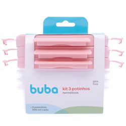 KITS 3 POTINHOS HERMETICOS ROSA - VJB18059 - VILA JARDIM STORE BABY