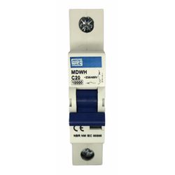 Disjuntor Unipolar 20A Curva C 440Vca 10KA Weg MDW... - MAQPART