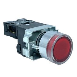 Botão Faceado Metálico Iluminado Vermelho 22mm 1nf... - MAQPART