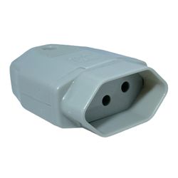 Plugue Femea 2P+T Weg 180° 10A 250V Cinza 13303184 - MAQPART