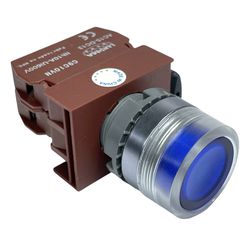 Botão Faceado Azul 22mm 1na + Bloco de Iluminação ... - MAQPART