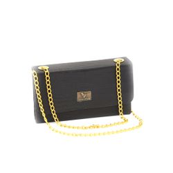 BOLSA FEMININA FESTA CORRENTE DOURADA PRETA-VINLEN... - VINLENE