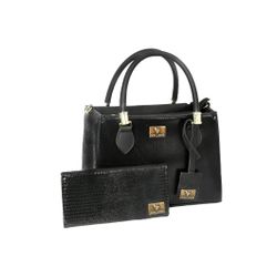 kIT BOLSA FEMININA MÉDIA PRETA+ UMA CARTEIRA-VINLE... - VINLENE