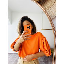 BLUSA LARANJA MORENA ROSA G - 3787 - Vista História Brechó