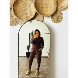 CONJUNTO MARROM VELUDO M - 3839 - Vista História Brechó