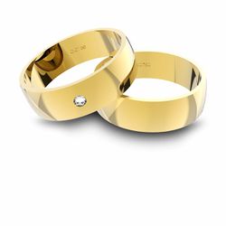 Alianças em Ouro 18K amarelo Anatômicas com Diamante (6.00 mm de largu... - VIU GOLD