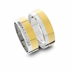 Alianças em Ouro 18K amarelo e Ouro 18K branco com Diamantes (5.70 mm ... - VIU GOLD