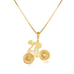 Pingente Grande todo trabalhado em Ouro 18k de Ciclista - P-103 - VIU GOLD