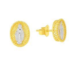 Brinco N. Senhora das Graças em Ouro 18K Amarelo e Branco - B-114 - VIU GOLD