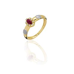 Anel de Formatura em Ouro 18k amarelo com Diamantes e Pedra Natural -... - VIU GOLD