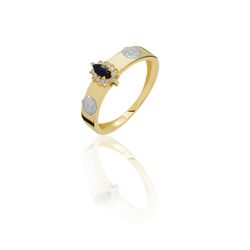 Anel de Formatura em Ouro 18k amarelo com Diamantes e Pedra Natural -... - VIU GOLD