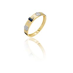 Anel de Formatura em Ouro 18k amarelo com Diamantes e Pedra Natural -... - VIU GOLD