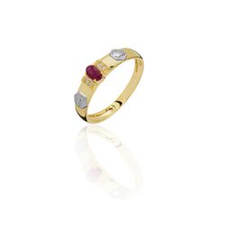 Anel de Formatura em Ouro 18k amarelo com Diamantes e Pedra Natural -... - VIU GOLD