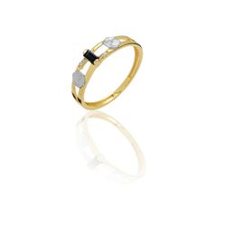 Anel de Formatura em Ouro 18k amarelo com Diamantes e Pedra Natural -... - VIU GOLD