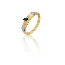Anel de Formatura em Ouro 18k amarelo com Diamantes e Pedra Natural -... - VIU GOLD