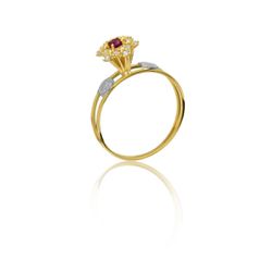Anel de Formatura em Ouro 18k amarelo com Diamantes e Pedra Natural -... - VIU GOLD