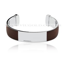 Bracelete masculino flexível Design Italiano de Aço com placa e couro ... - VIU GOLD