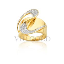 Anel em ouro 18k amarelo com Diamantes - AN-068 - VIU GOLD