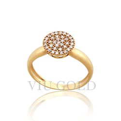 Anel redondo em ouro 18k amarelo com Diamante sintético - AN-057 - VIU GOLD