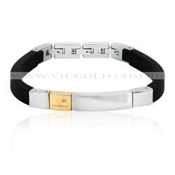 Pulseira masculina design Italiano de Aço com Silicone e detalhe Black... - VIU GOLD