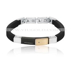 Pulseira masculina design Italiano de Aço com Silicone e detalhe Black... - VIU GOLD