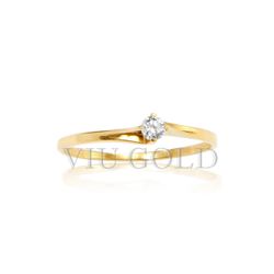 Anel solitário em ouro 18k amarelo com Diamante sintético - AN-033 - VIU GOLD