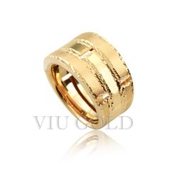 Anel linha comfort em ouro 18k amarelo com detalhe fosco e polido - AN... - VIU GOLD