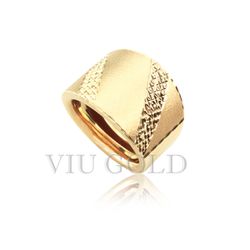 Anel linha comfort em ouro 18K amarelo com detalhe fosco e polido - AN... - VIU GOLD