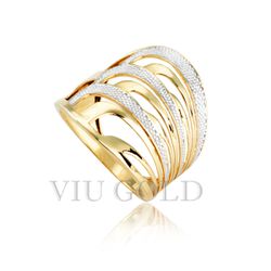 Anel trabalhado em ouro 18k amarelo e branco - AN-104 - VIU GOLD