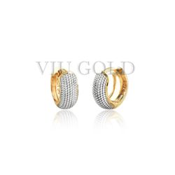 Brinco argola pequena em ouro 18k amarelo e branco - B-081 - VIU GOLD