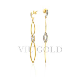 Brinco argolas penduradas em ouro 18k amarelo e branco com Diamantes -... - VIU GOLD