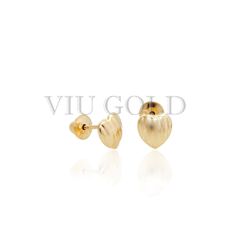 Brinco de coração trabalhado em ouro 18k amarelo - BI-017 - VIU GOLD